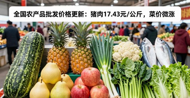 全国农产品批发价格更新：猪肉17.43元/公斤，菜价微涨
