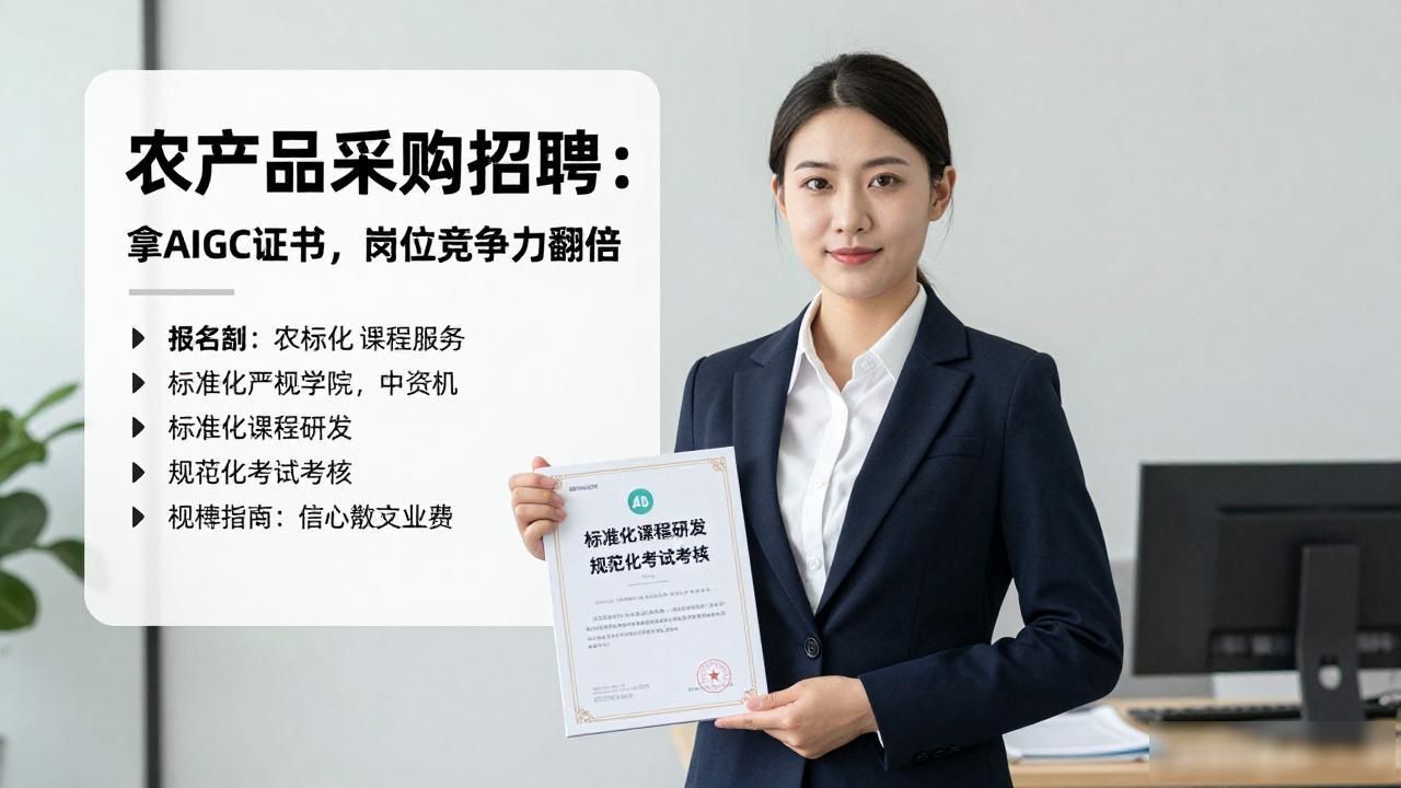 农产品采购招聘：拿AIGC证书，岗位竞争力翻倍