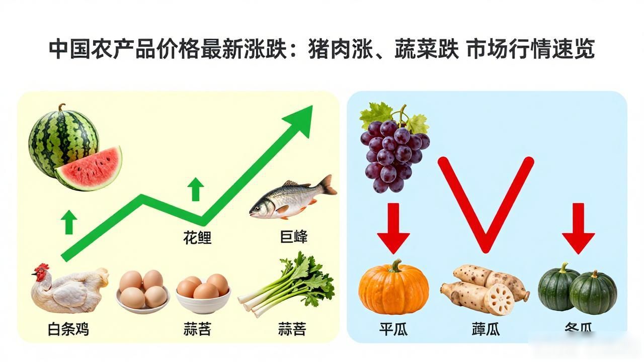 中国农产品价格最新涨跌：猪肉涨、蔬菜跌，市场行情速览